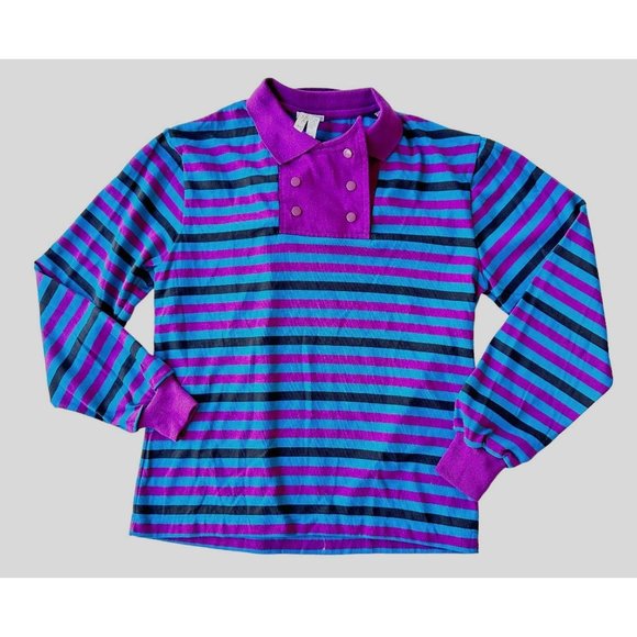 Vintage Levi Stauss Co Ladies Striped Double Snap Closure Top Small? Cal… - Picture 3 of 12